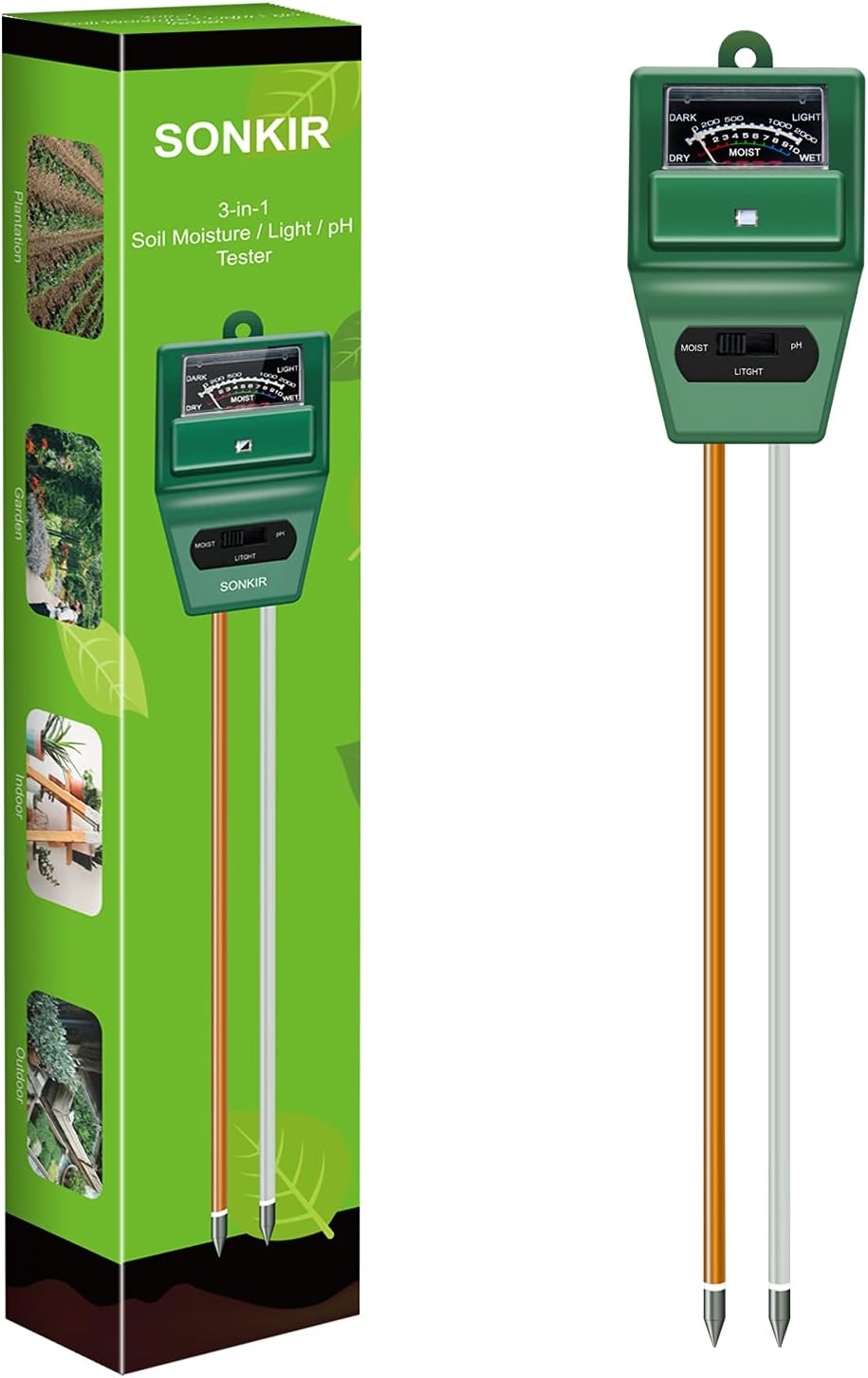 Gardening Tools Green - Soil pH Meter, MS02 3-in-1 Soil