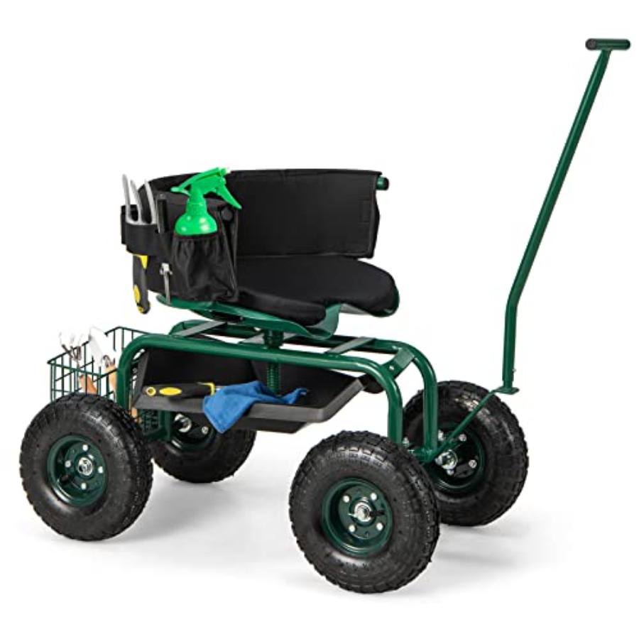 Gardening Tools Green - Outdoor gardening seat wagon with wheels,