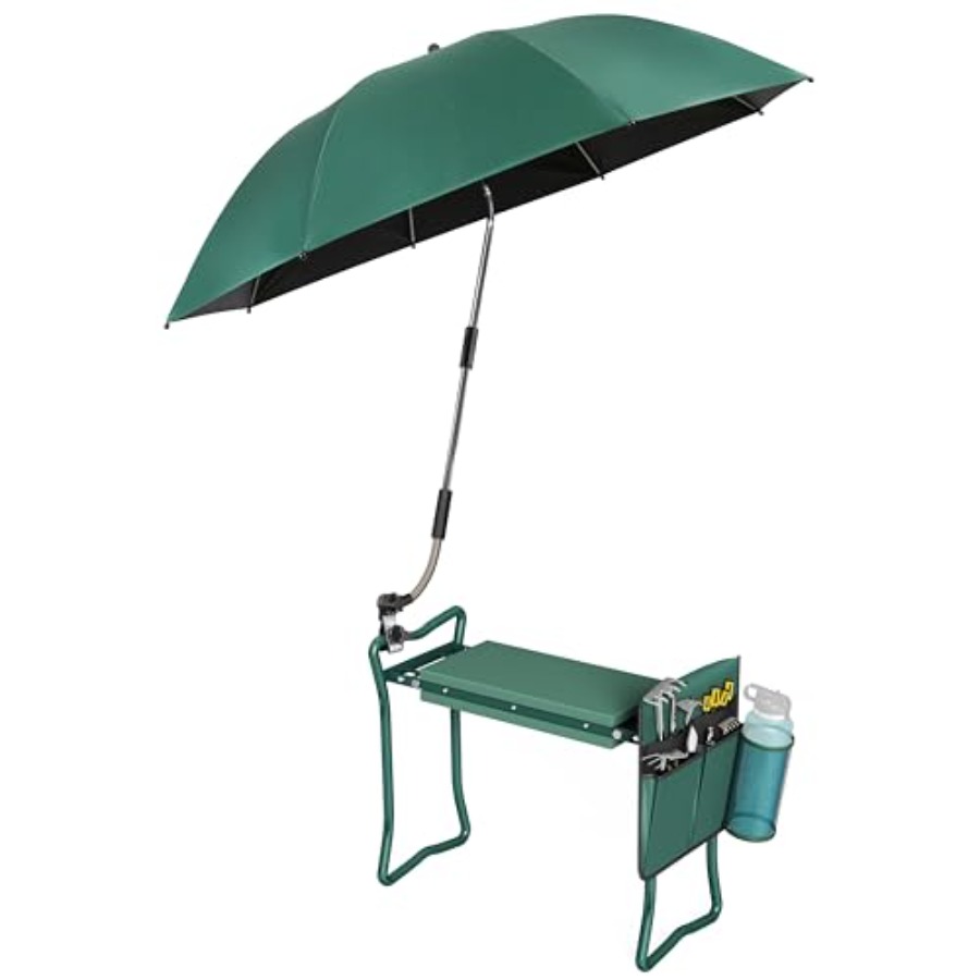 Gardening Tools Green - 2-in-1 Garden Kneeler with Green Umbrella