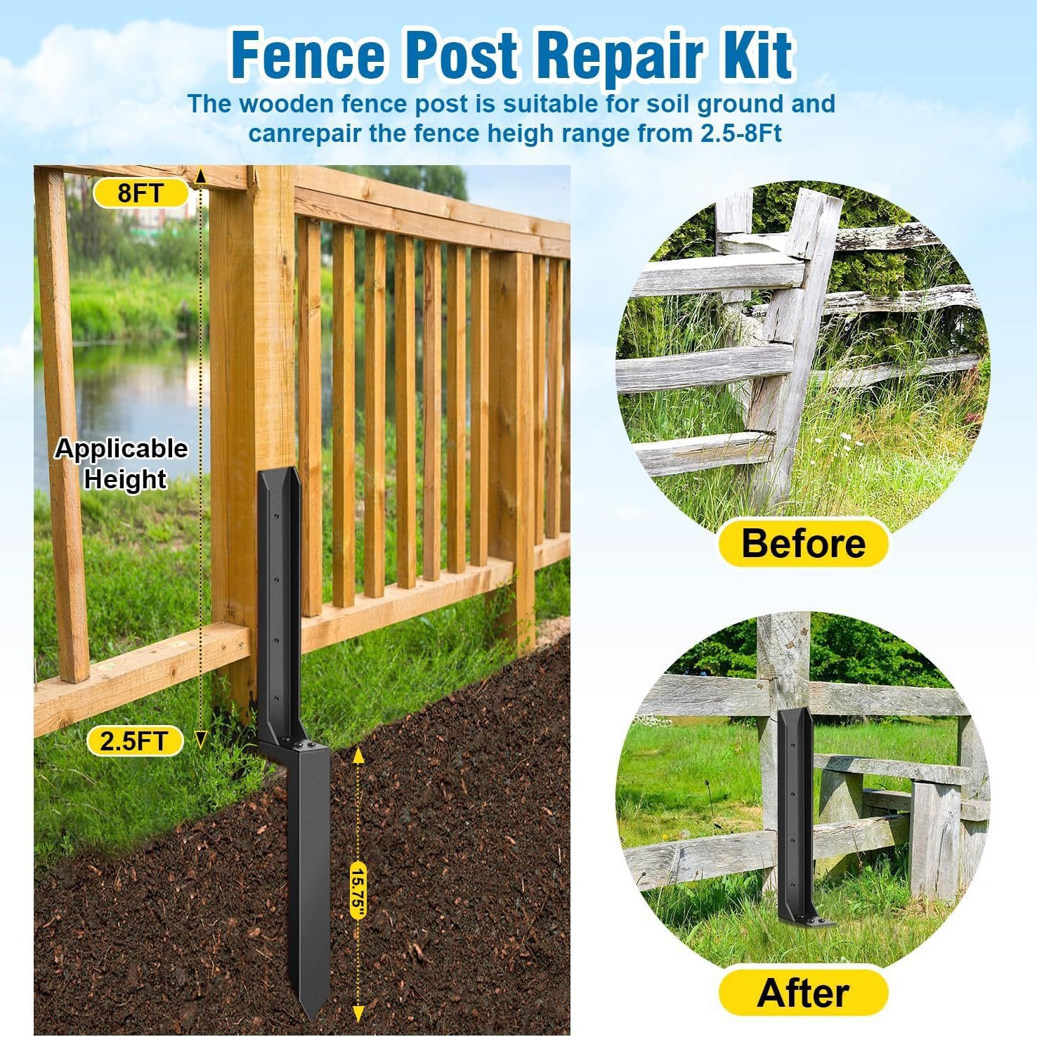 2PCS Fence Repair Anchor Fence - Gardening Tools Kit For Home Garden 리뷰 및 가격