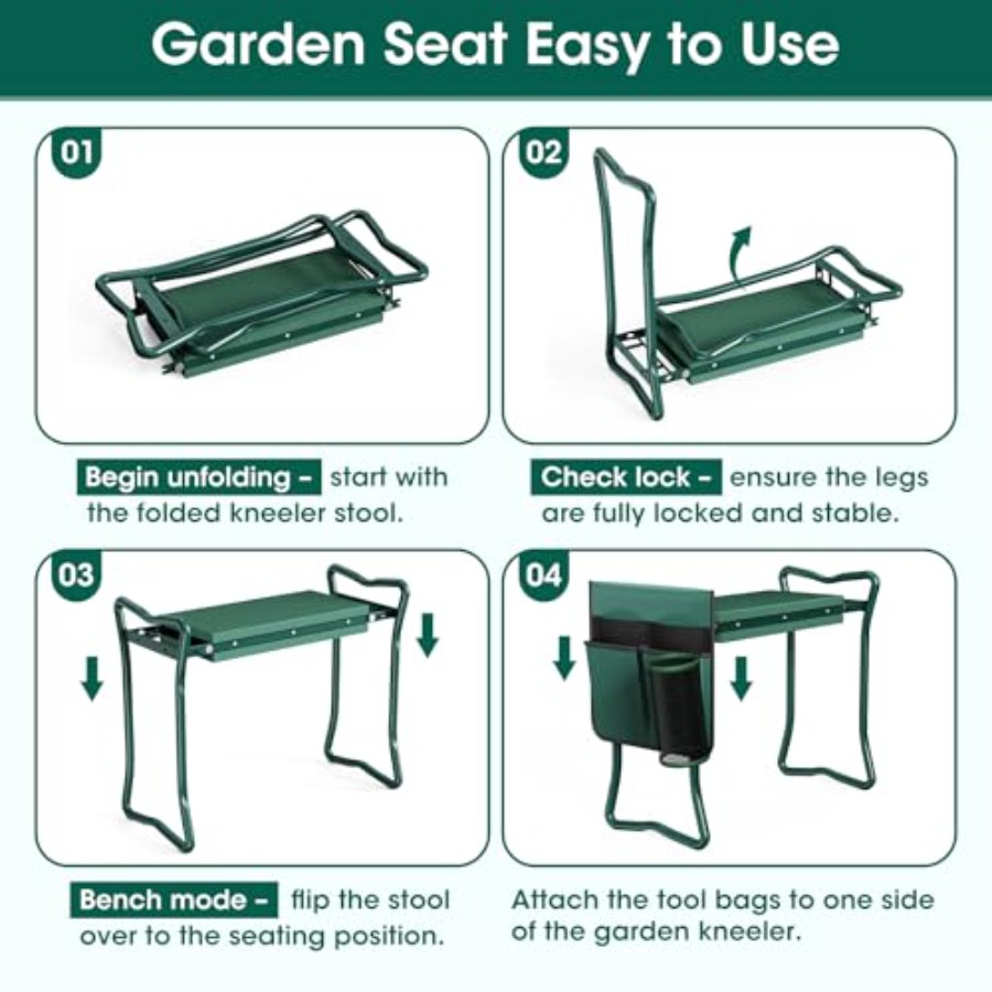 2-in-1 Garden Kneeler with Gre - Gardening Tools Green 리뷰 및 가격